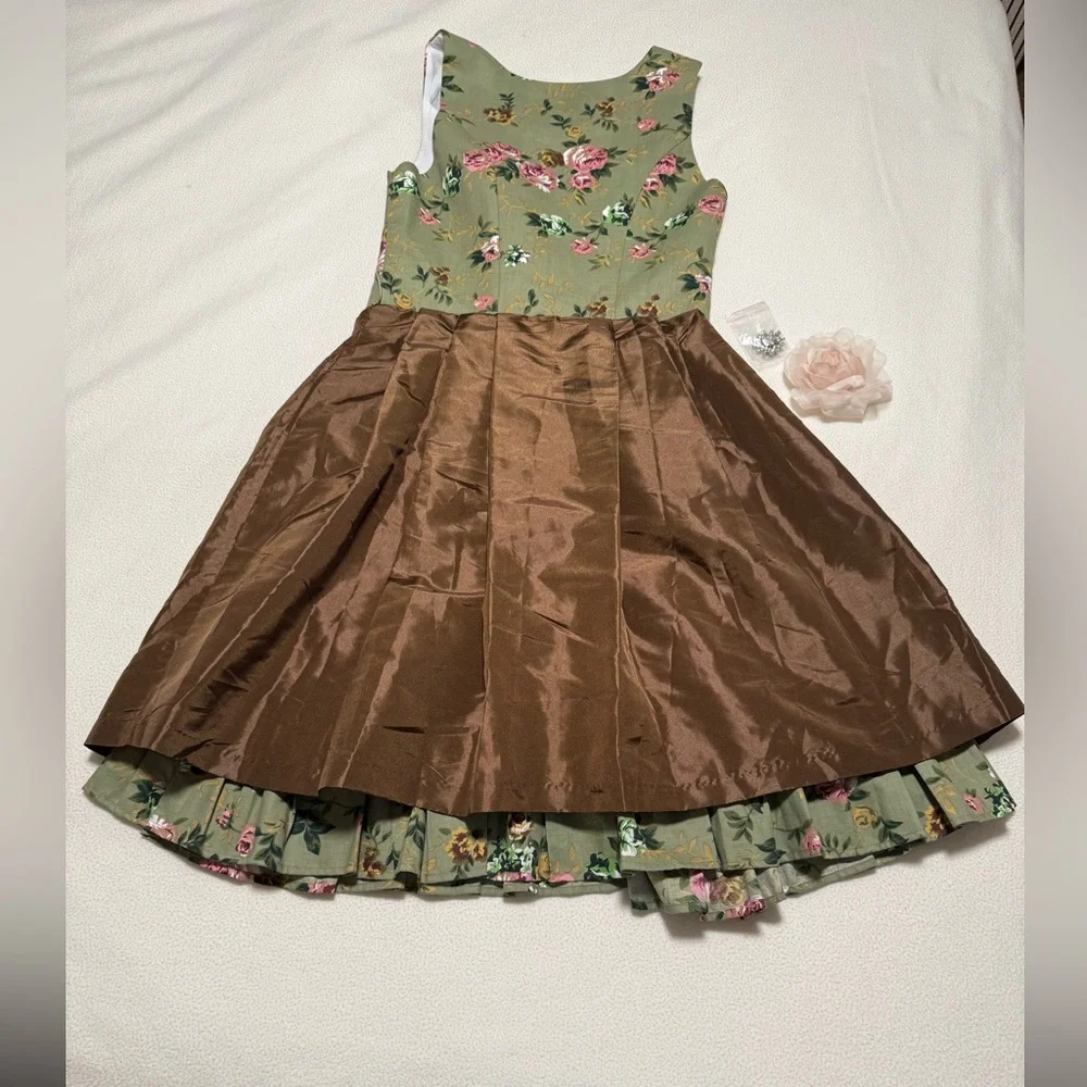 Edelnice Oktoberfest German Corset dress, Size EU 40 (Us 6), Green & brown - Picture 2 of 6